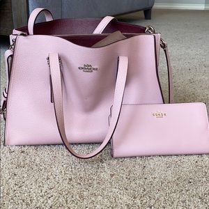 Pink Coach purse with matching wallet